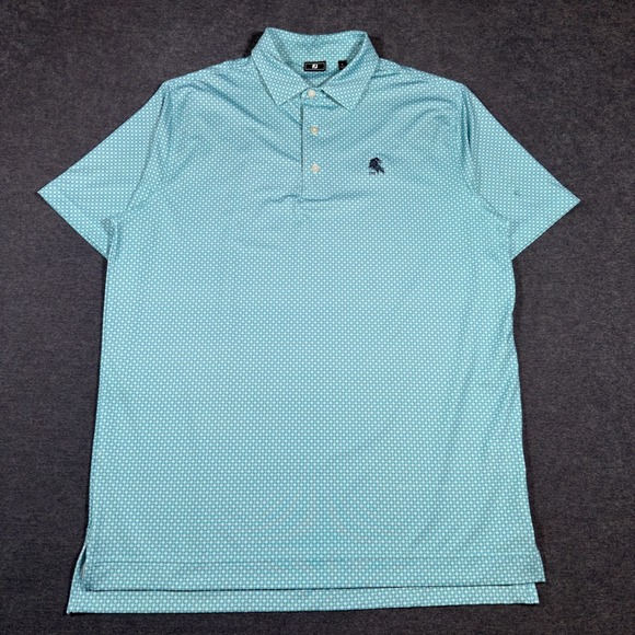 FootJoy Polo Shirt Mens Large Blue Geometric Golf Performance Short Sleeve - Picture 2 of 7